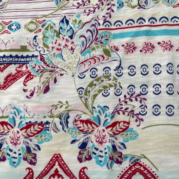 Chicos Top Womens 2 / US Large Multicolor Printed V-neck Relaxed 3/4 Sleeve - Picture 4 of 15